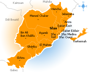Carte du gouvernorat de Sfax Carte du gouvernorat de Sfax
